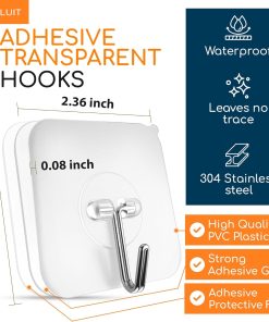 Alternative view of GLUIT Adhesive Wall Hooks for Hanging Heavy Duty 22 lbs Hooks for Walls No Drill. Towel Sticky Clear Hook. Waterproof. Home. Bathroom. Kitchen. Office. and Outdoor 12 Pack
