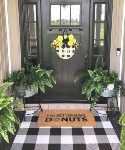 Alternative view of Buffalo Plaid Outdoor Rug. 27.5''x43'' Black White Check Indoor/Outdoor Area Rugs. Layering Rug for Hello/Welcome Door Mat. Washable Cotton Woven Farmhouse Mat for Christmas Front Porch Dcor