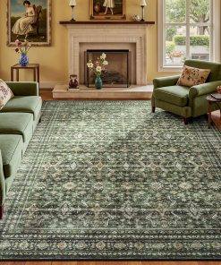 Lofus 8x10 Area Rug for Living Room.Green Washable Large Rugs with Non-Slip Backing.Soft Boho Carpets for Bedroom Dining Room Home Office Indoor Nursery